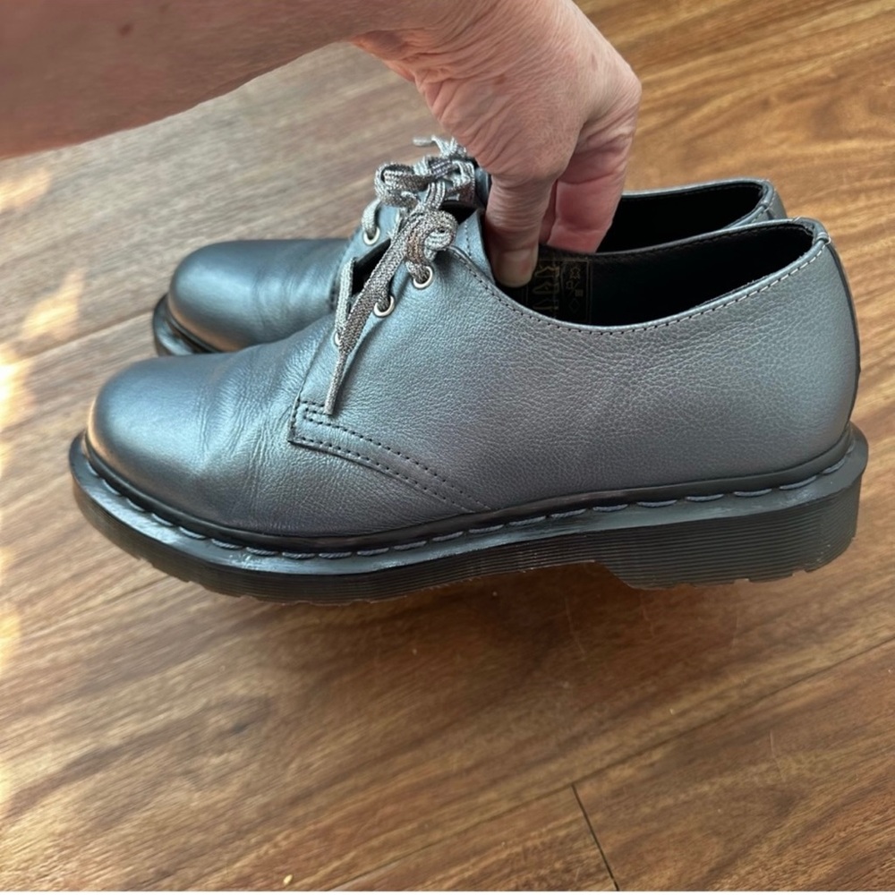 Original Dr. Martens 1461 Oxford Metallic Virginia Gunmetal SZ 9 Women's
